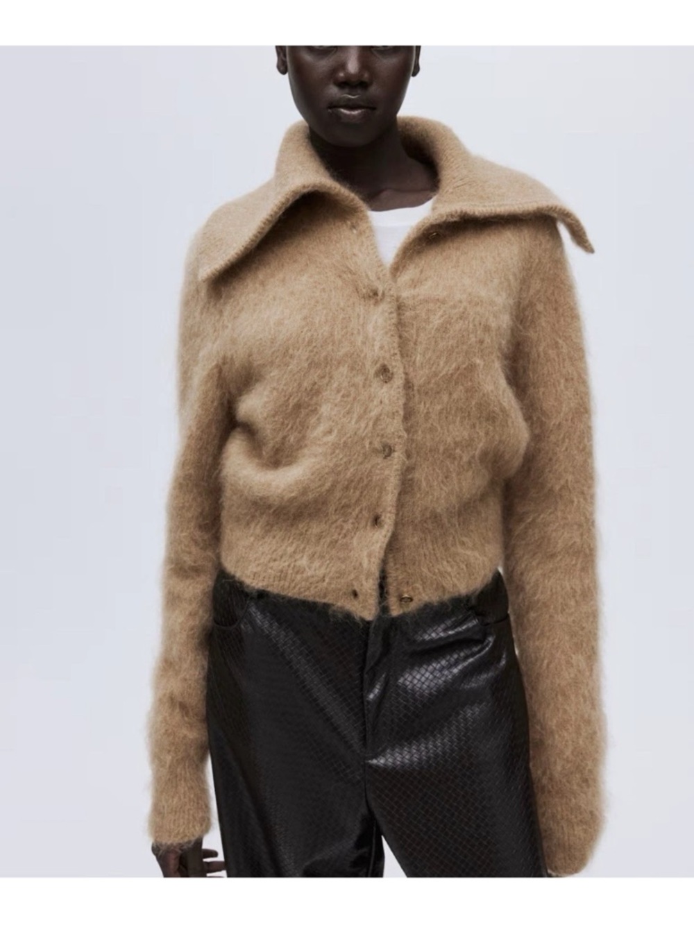 NWT H&M Premium Selection Mohair-Blend Cardigan  (Beige) M. Sold Out